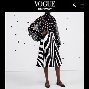 Carolina Herrera Animal Zebra A Line Midi Skirt